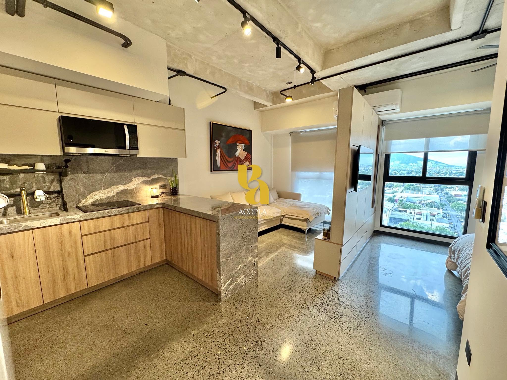 Loft amueblado con vistas a la ciudad en el Centro de Monterrey
